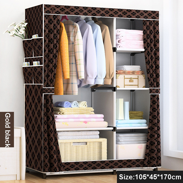 Simple Fold Non Woven Wardrobe Storage Organizer Cupboard Furniture Cabinet Bedroom Furniture Reinforcement Stowed Closet In Pakistan